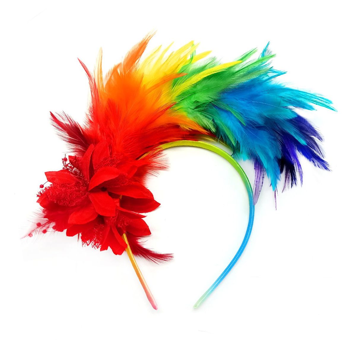 GENERICO - CINTILLO PLUMA ARCOIRIS X1 UNI