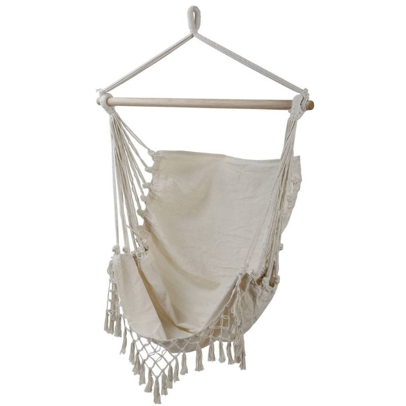 GENERICO - Silla Hamaca Colgante Beige 130cm de algodon