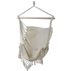 GENERICO - Silla Hamaca Colgante Beige 130cm de algodon