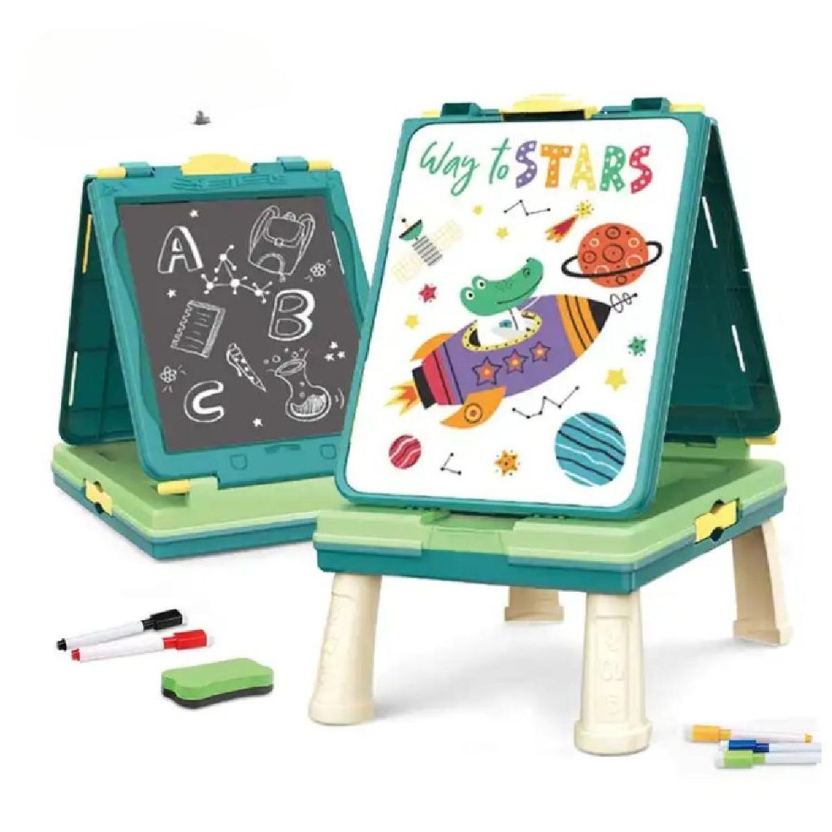 KIVARA - Pizarra Magnetica Doble Interactiva 5 En 1 Con Juegos Mesa