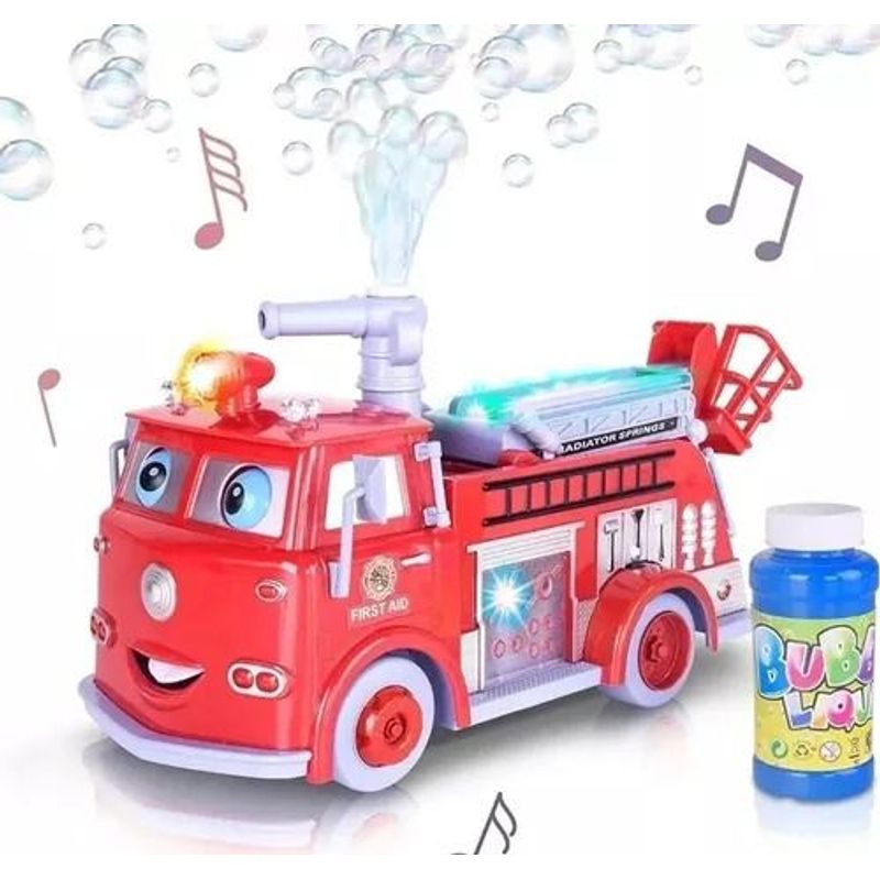 GENERICO - Camión Lanza Burbujas Con Luces Y Sonidos - Camión Bombero