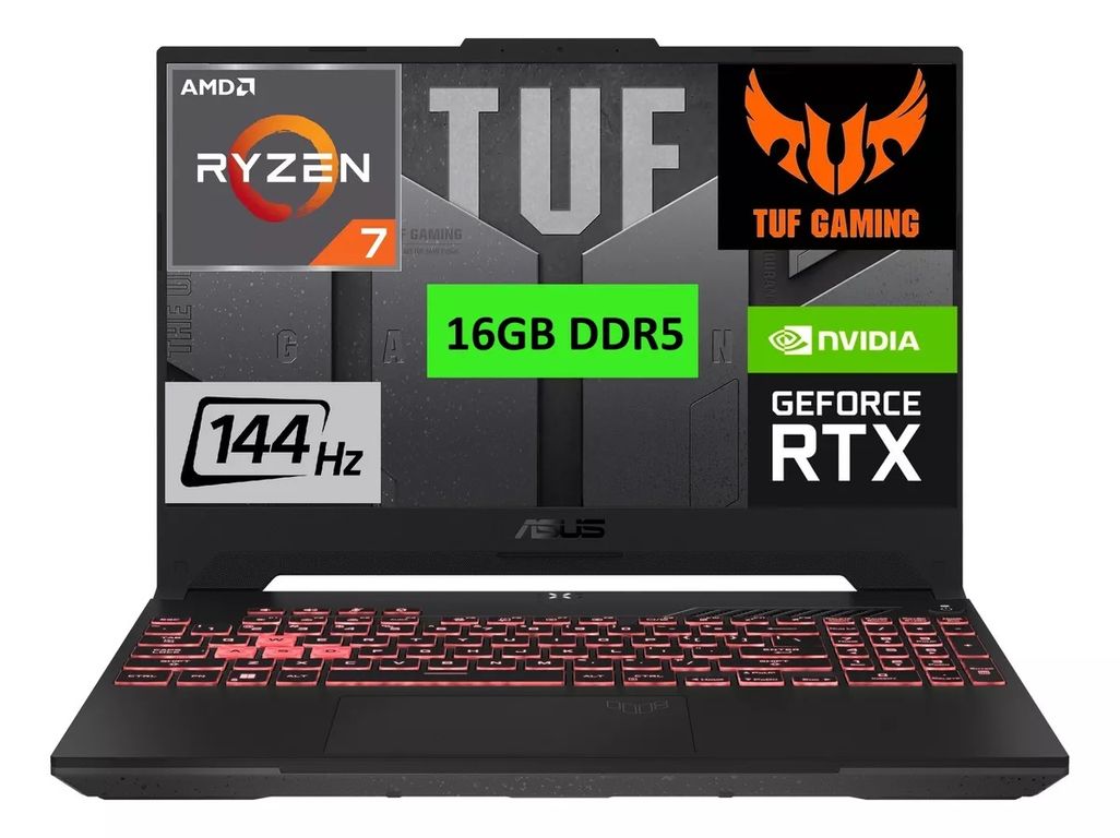 Notebook Tuf A15 144hz Ryzen 7 6800hs SSD 512GB 16gb DDR5 NVIDIA Rtx 2050