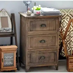GENERICO - VELADOR MADERA 3 CAJONES COLOR CAFE CON TIRADORES METAL