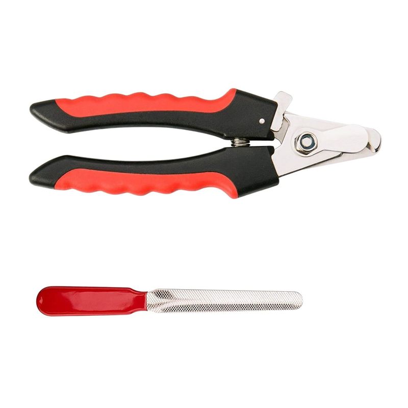 IMPORTCLICK - Kit Alicate Corta Uñas Garra + Lima Mascotas - Rojo
