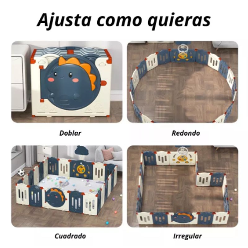 GENERICO - Corral Plegable Con Alfombra 100 Pelotas Y Aro Para Bebes
