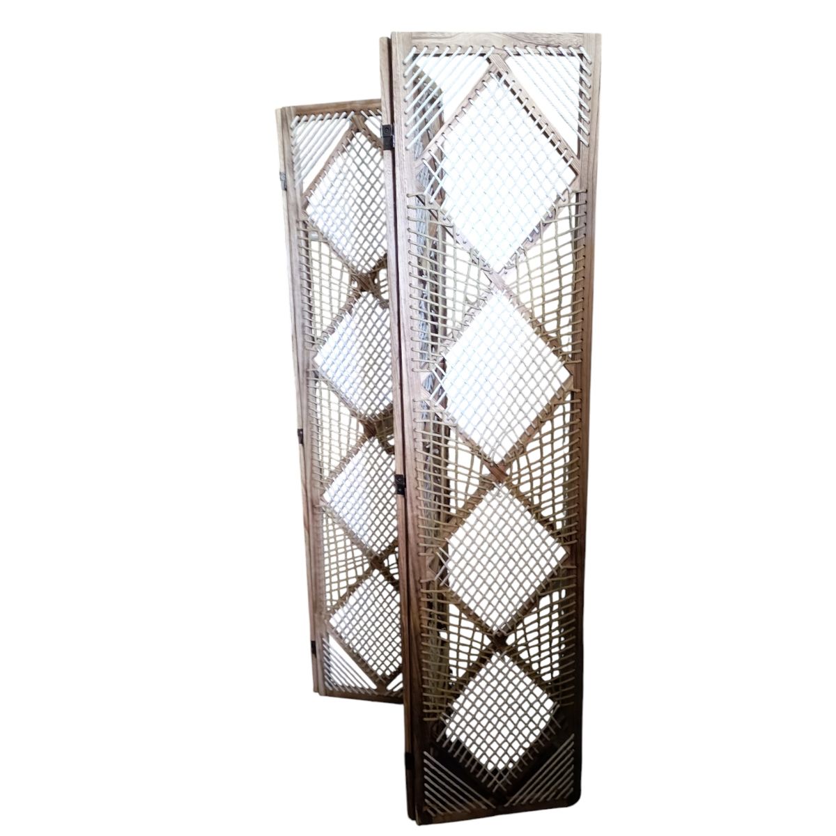 GENERICO - BIOMBO DE MADERA 4 CUERPOS TEJIDO ALGODON