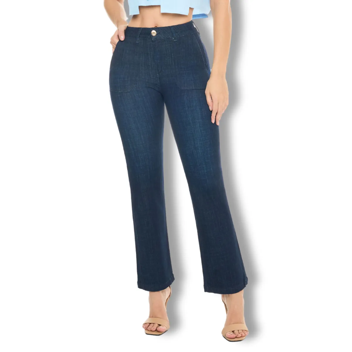 GLUE STAR - Jeans Mujer  Bota Recta Tiro Alto Push Up - 19873