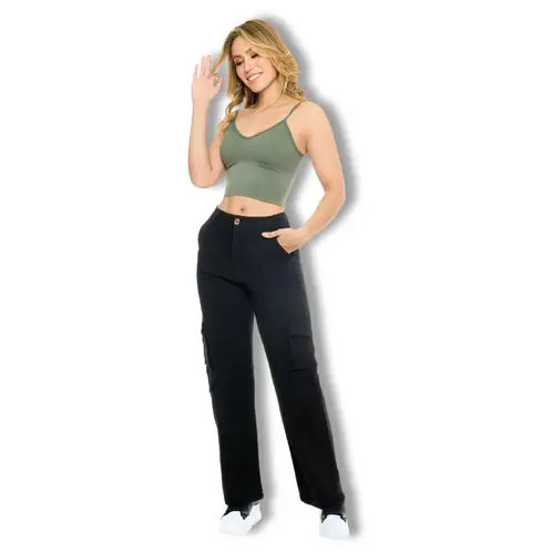 GLUE STAR - Jeans Cargo Negro Mujer - 19865