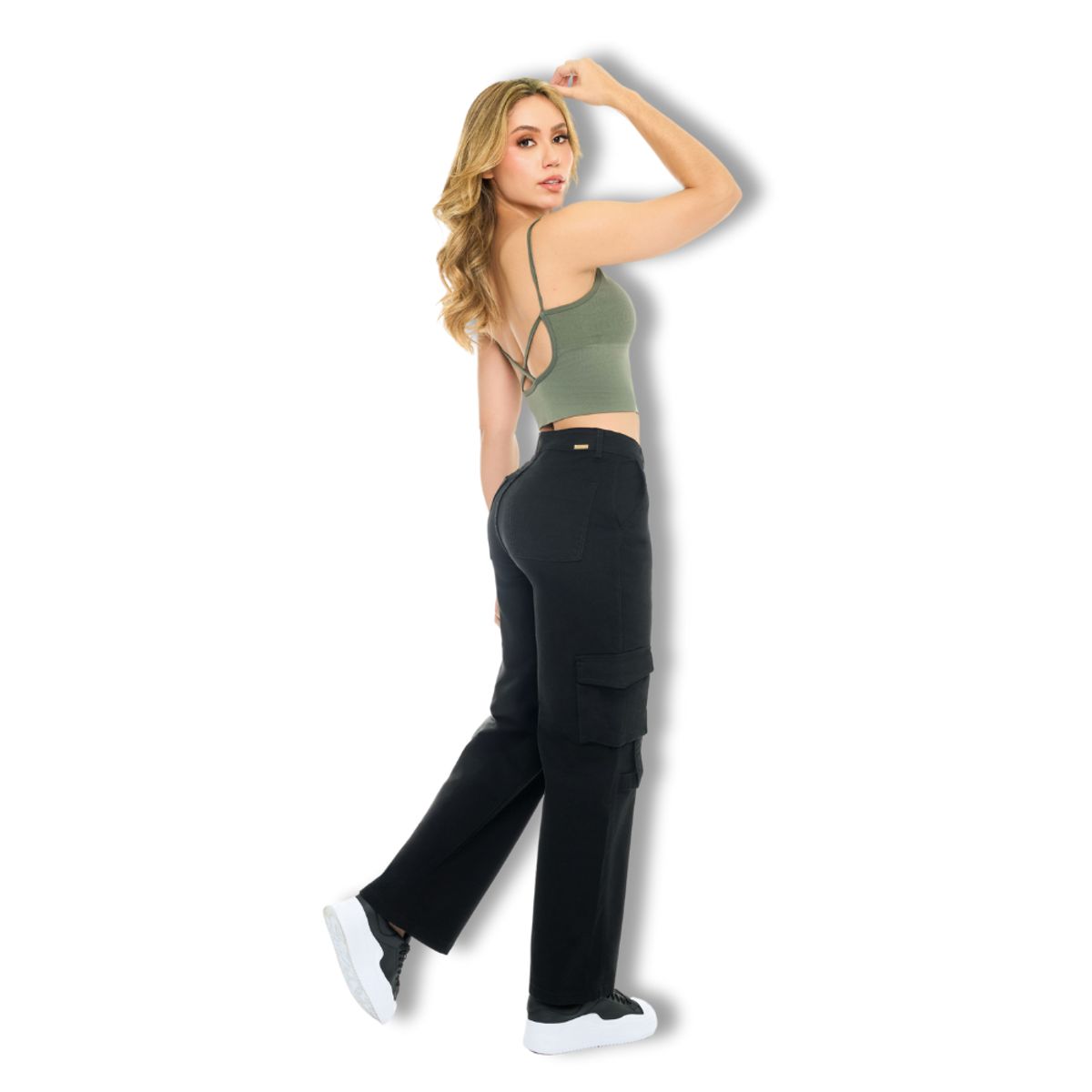 GLUE STAR - Jeans Cargo Negro Mujer - 19865