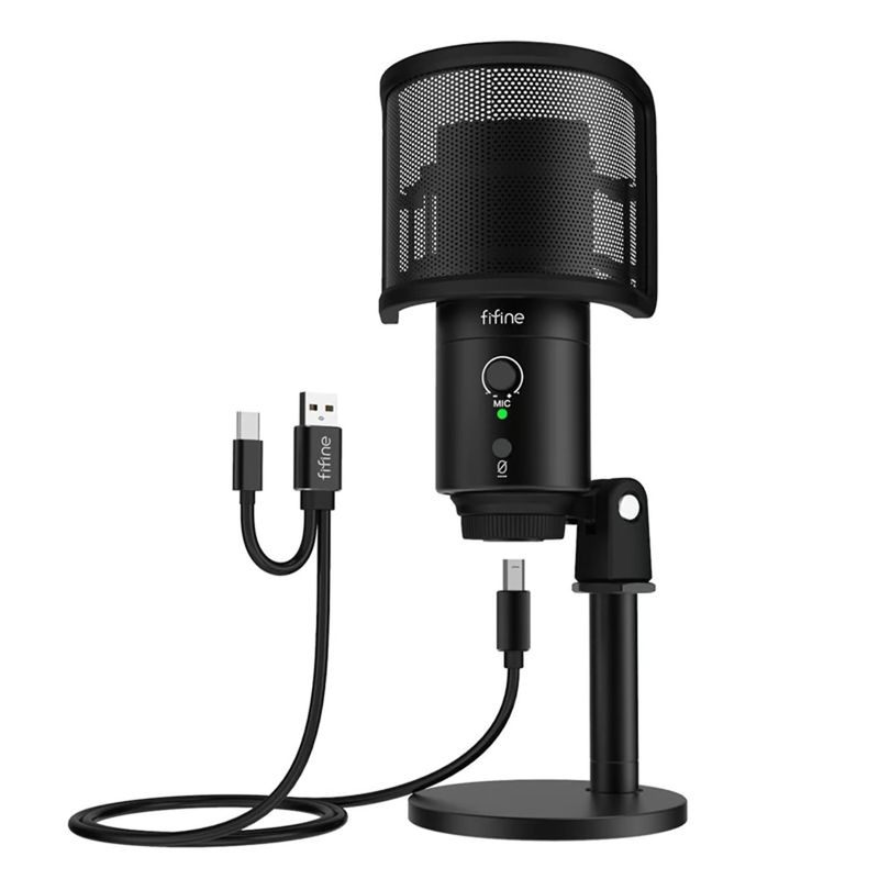 FIFINE - Micrófono Gaming Fifine K683B USB Tipo C