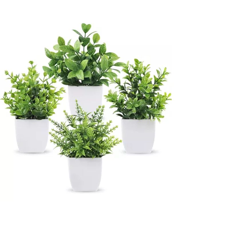 GENERICO - 4 Plantas Artificiales Macetas Decorativas Bonsai Hogar