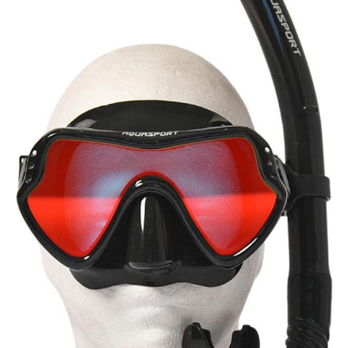 AQUASPORT - Kit Máscara Snorkel Full Vision Pro Con Cristal Filtro Rojo
