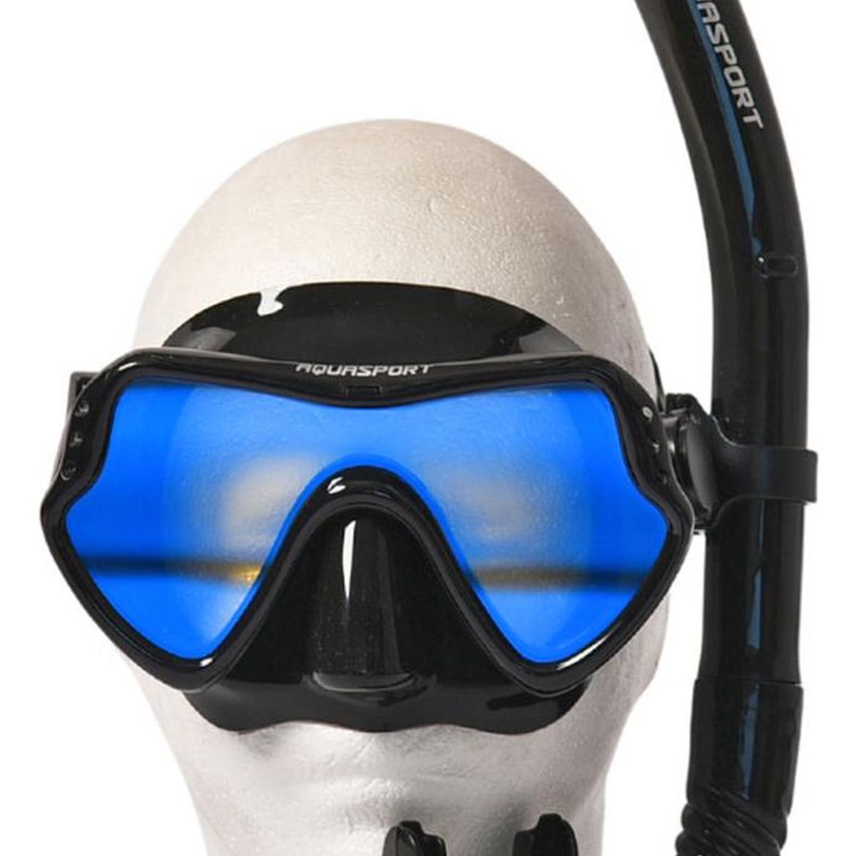 AQUASPORT - Kit Máscara Snorkel Full Vision Pro Con Cristal Filtro Azul