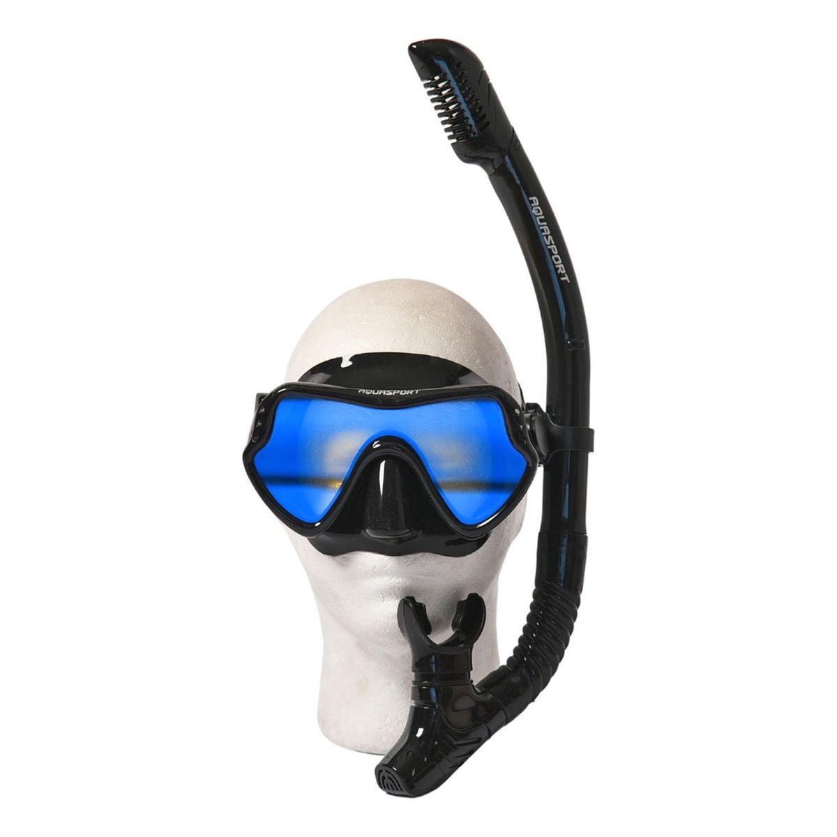 AQUASPORT - Kit Máscara Snorkel Full Vision Pro Con Cristal Filtro Azul