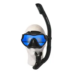 AQUASPORT - Kit Máscara Snorkel Full Vision Pro Con Cristal Filtro Azul
