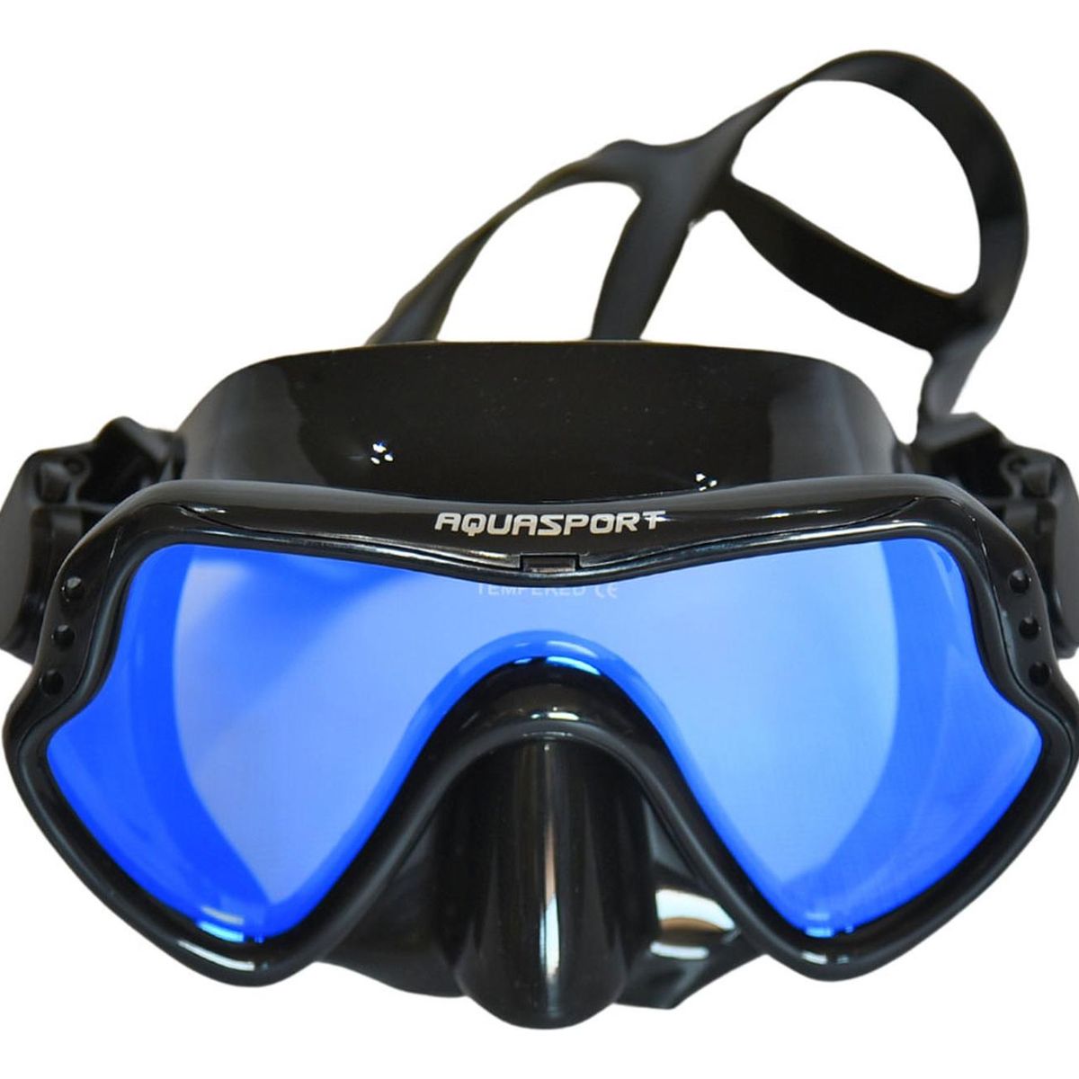 AQUASPORT - Kit Máscara Snorkel Full Vision Pro Con Cristal Filtro Azul