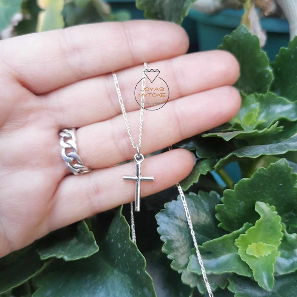 JOYAS MYTOKE - Colgante Cruz Chica Y Cadena Plata Fina Hombre Joven Unisex