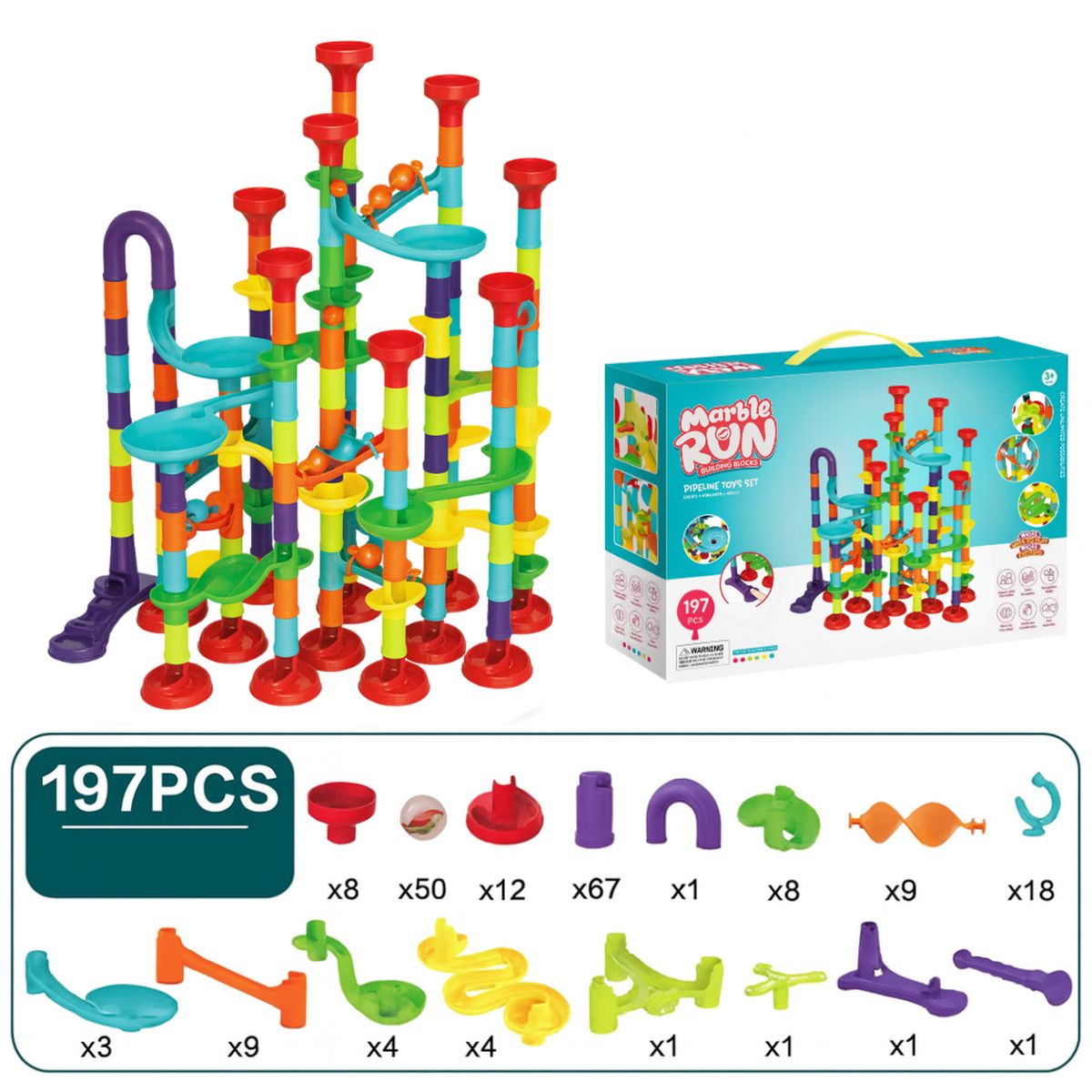 GENERICO - Pista De Bolitas 197 Piezas Bloques De Construccion Tobogan