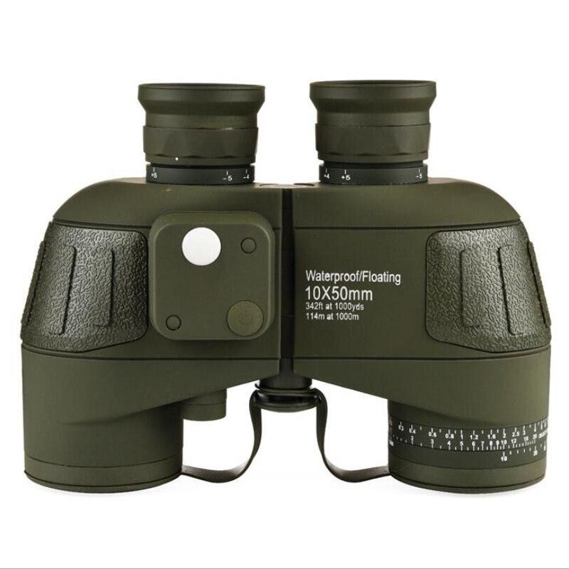 GENERICO - Binocular Marinos 10X50 Prismáticos Impermeables Brújula Telémetro