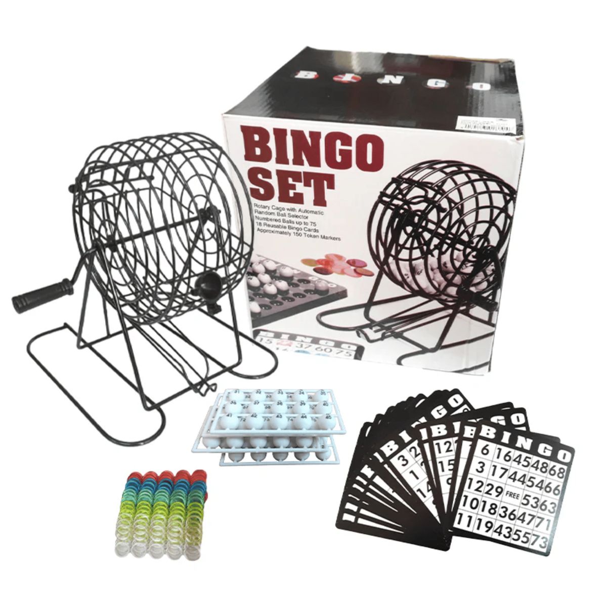 GENERICO - Set Bingo +Tombola acero 20 CM +Cartones +Bolas +Fichas
