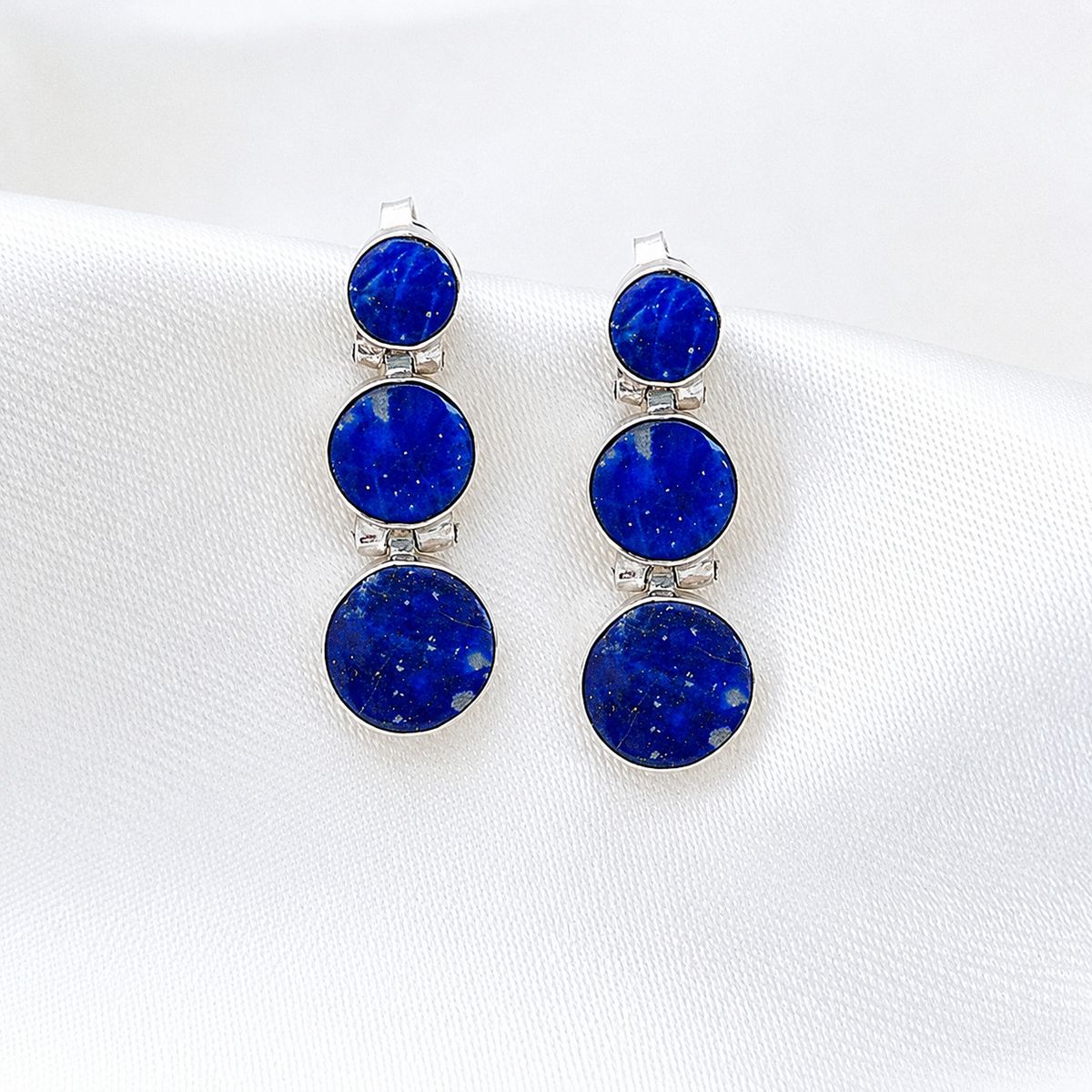 JOYAS MYTOKE - Aros Lapislazuli Bisagras Tornillo Plata Nacional 950
