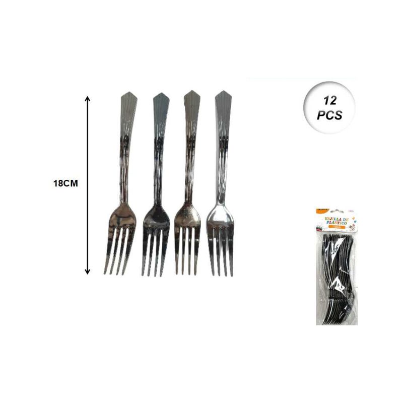 GENERICO - CUBIERTOS DESCARTABLES 12 PCS 18 CM