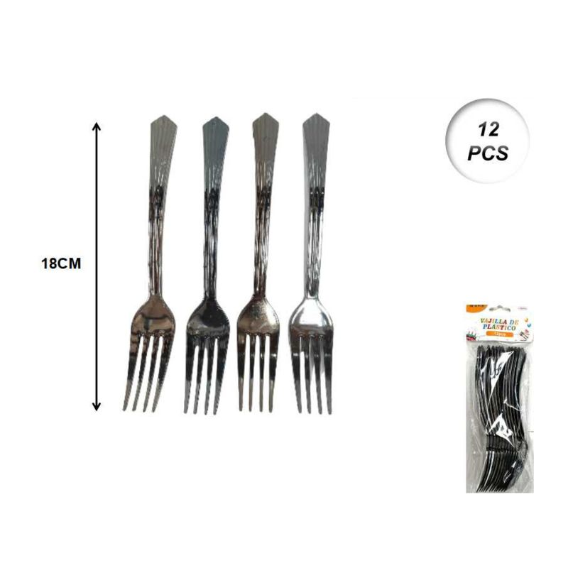 GENERICO - CUBIERTOS DESCARTABLES 12 PCS 18 CM