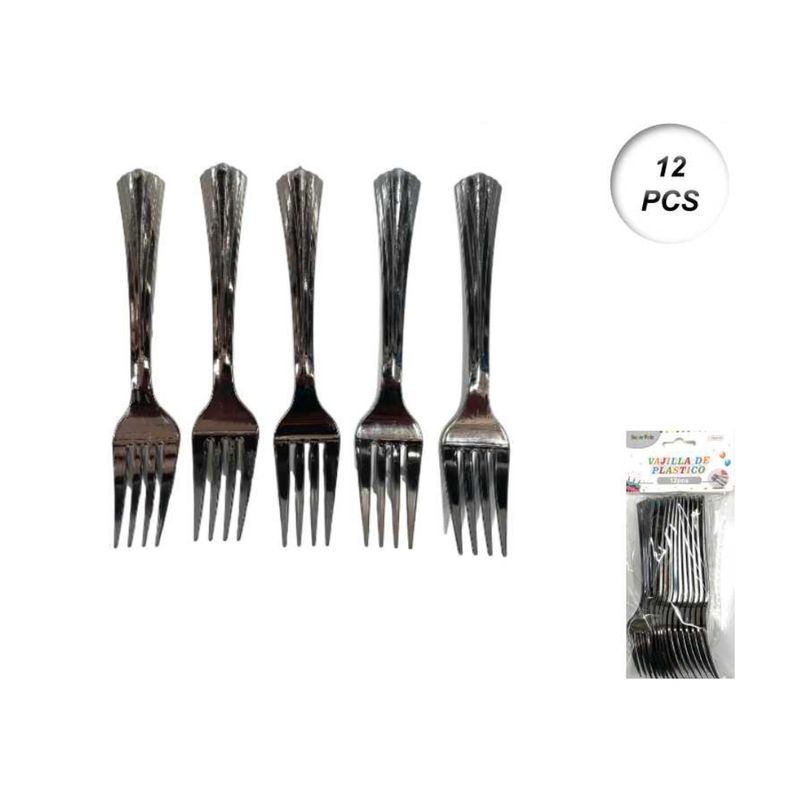 GENERICO - CUBIERTOS DESCARTABLES 12 PCS 15 CM