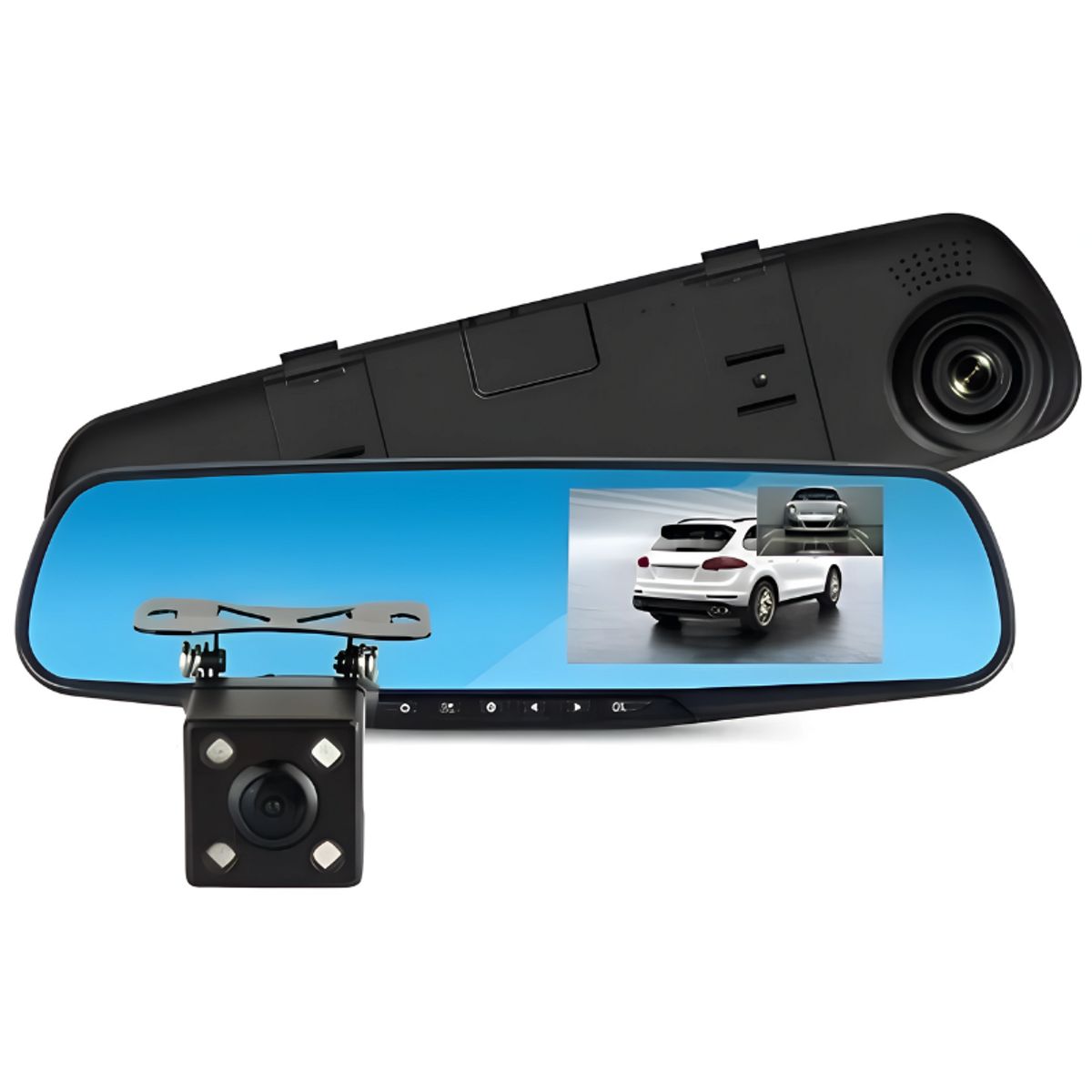 GENERICO - Espejo Retrovisor + Camara Frontal Y Camara Retroceso Hd