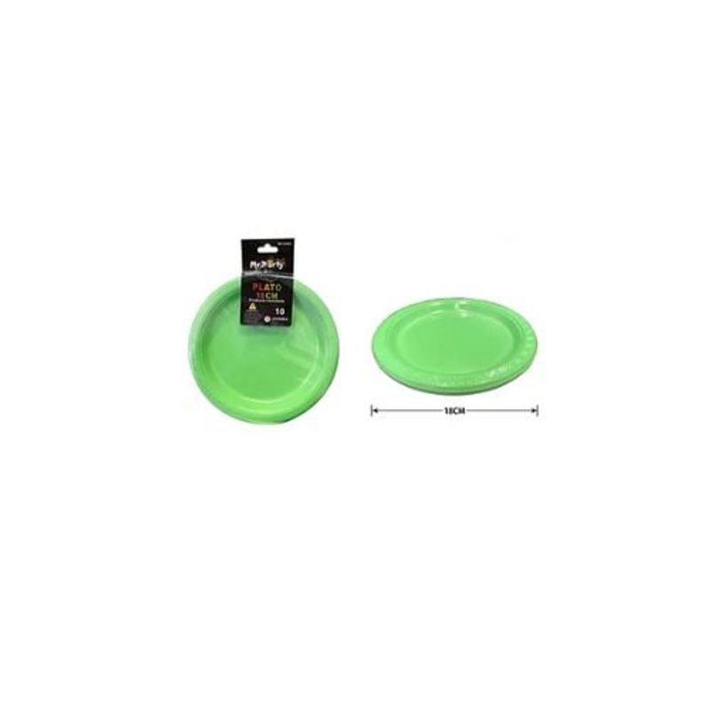 GENERICO - Platos Plásticos Verde 18cm 10pcs