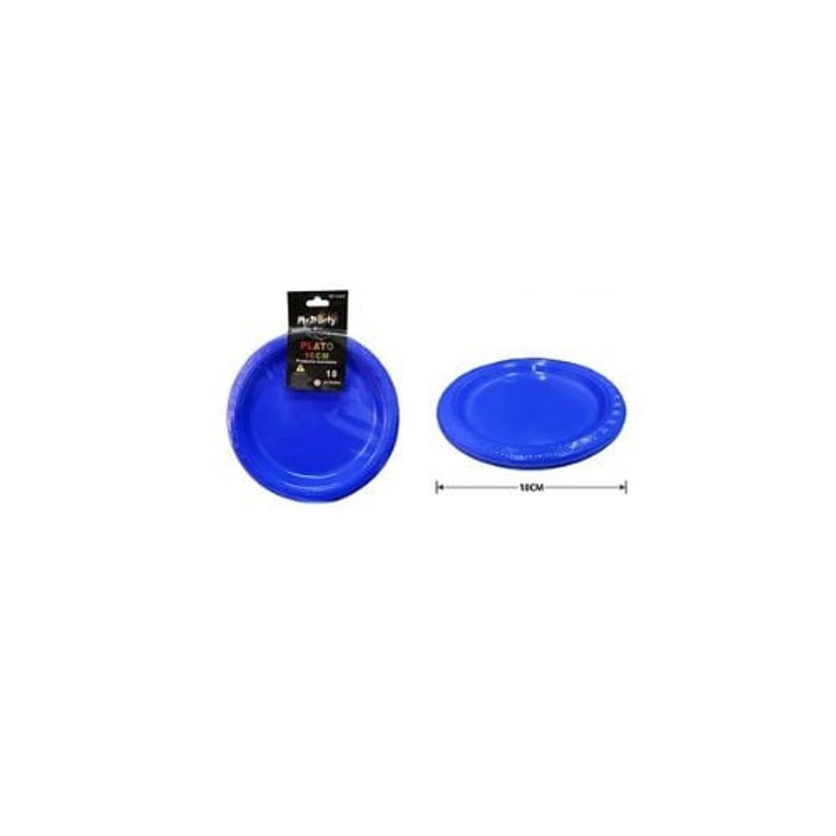 GENERICO - Platos Plásticos Azul 18cm 10pcs