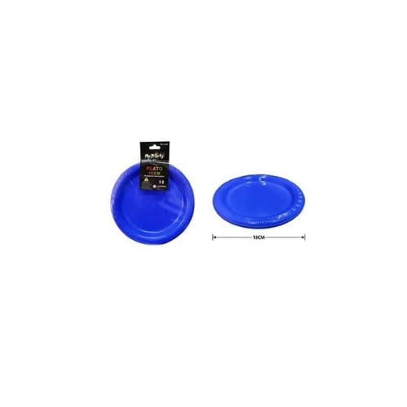 GENERICO - Platos Plásticos Azul 18cm 10pcs