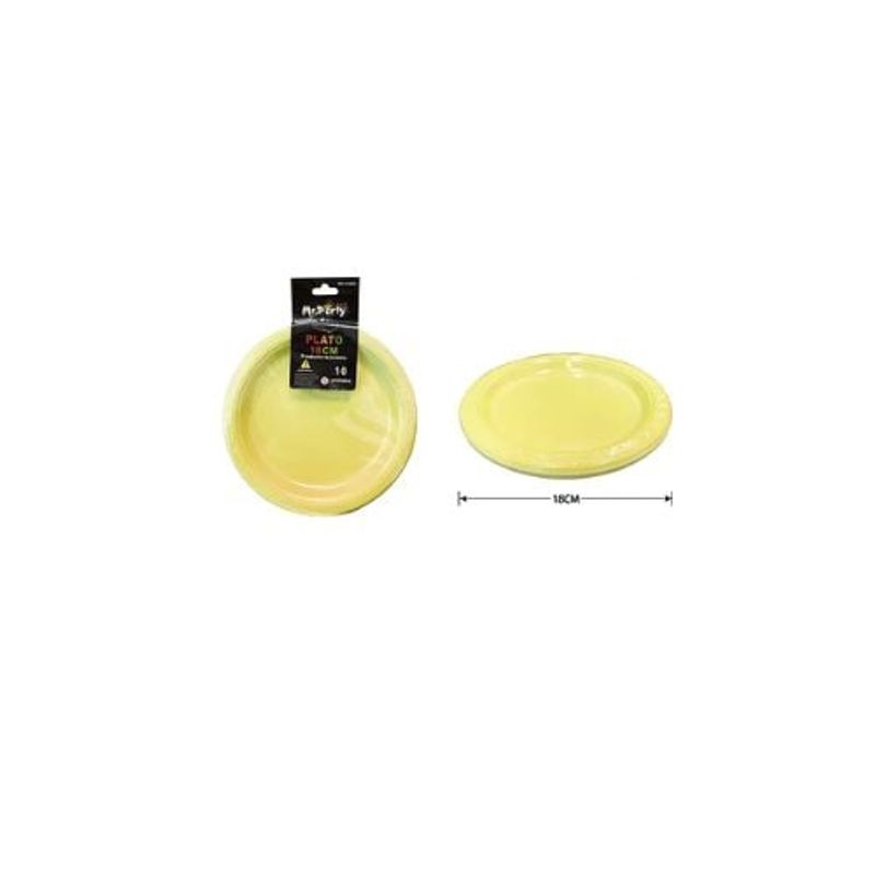 GENERICO - Platos Plásticos Amarillo 18cm 10pcs