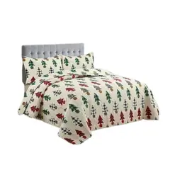 GENERICO - Cubrecama Quilt Verano 1.5 Plazas - Pino Navideños M103