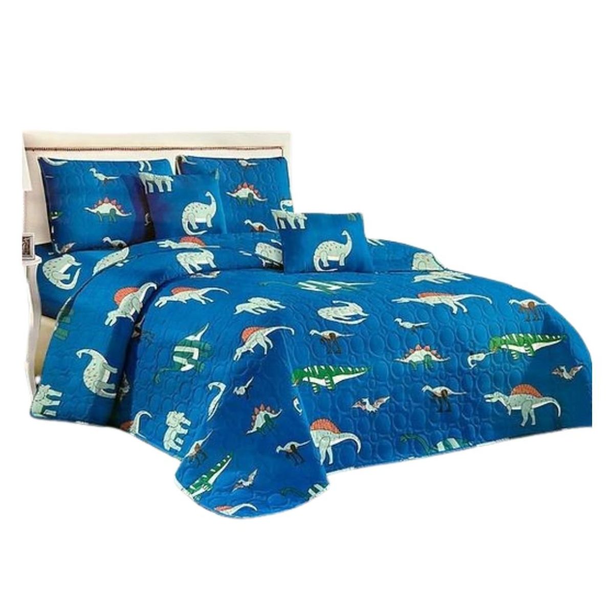 GENERICO - Cubrecama Quilt Verano 1.5 Plazas - Dinosaurios Prehistóricos KFL801