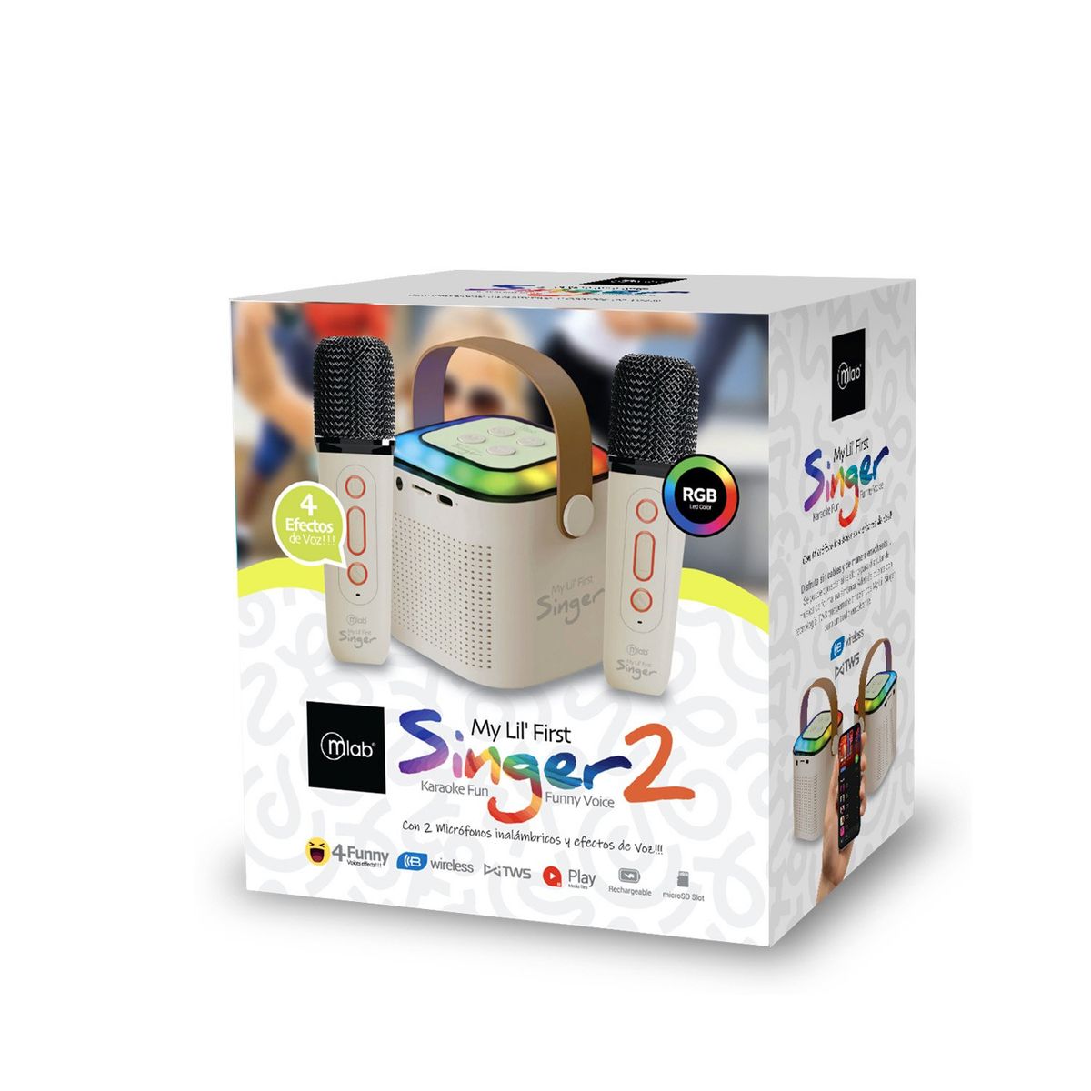 MLAB - Parlante Karaoke Infantil 2 Microfonos Blanco/ Mlab - 9394 Nexstore