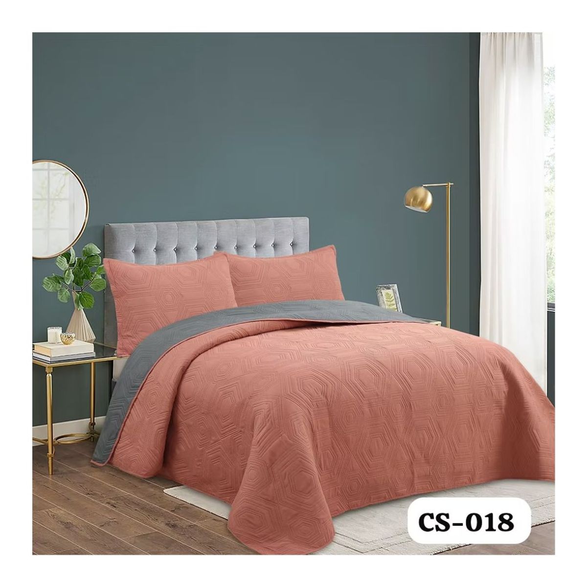 GENERICO - Cubrecama Quilt Verano 1.5 Plazas - Salmón CS018