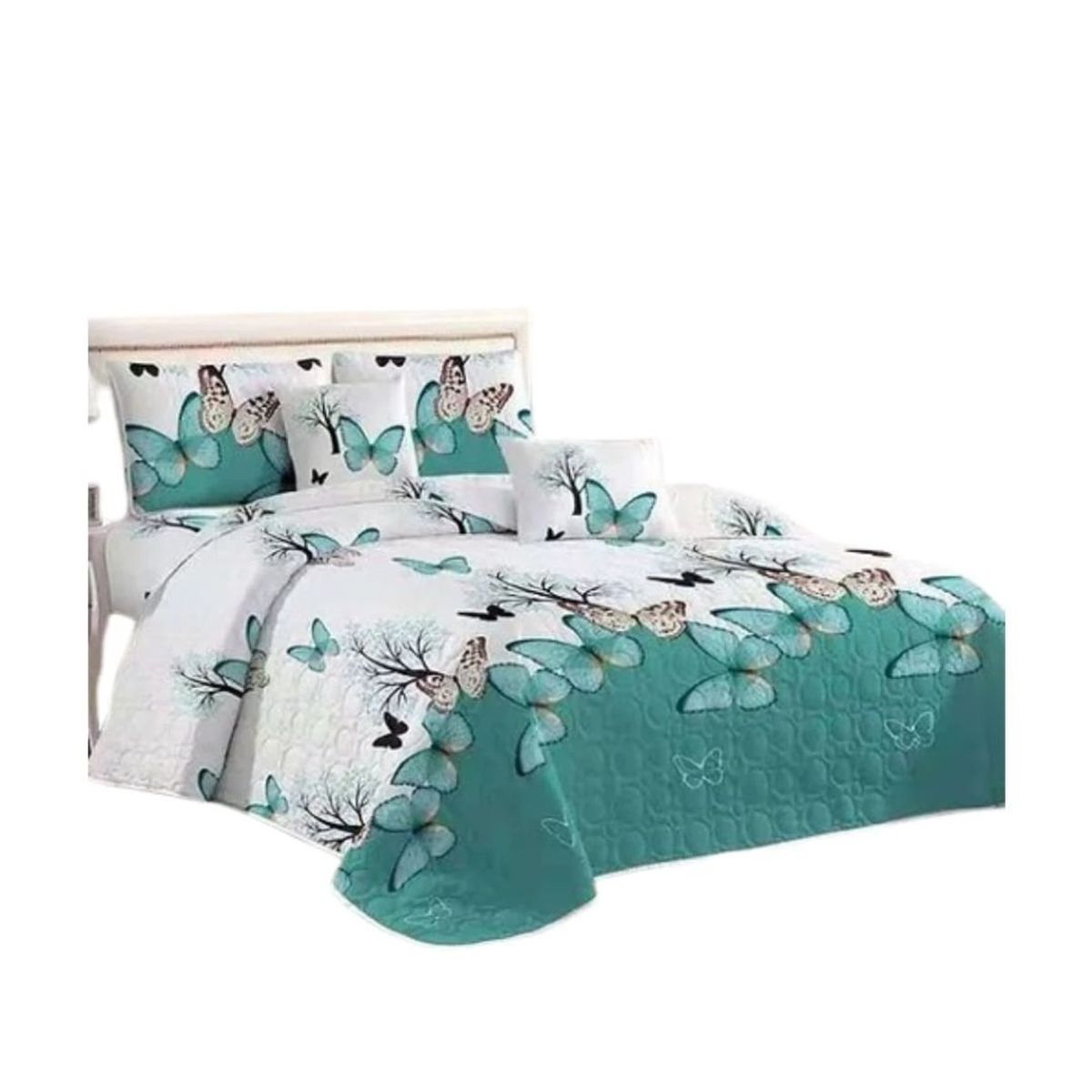 GENERICO - Cubrecama Quilt Verano 1.5 Plazas - Calipso Mariposas YC620.