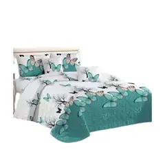 GENERICO - Cubrecama Quilt Verano 1.5 Plazas - Calipso Mariposas YC620
