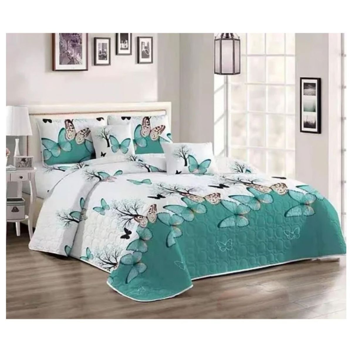 GENERICO - Cubrecama Quilt Verano 1.5 Plazas - Calipso Mariposas YC620.