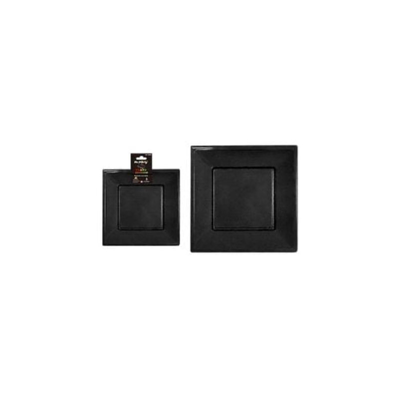 GENERICO - Plato Cuadrado De Plástico Negro 3pcs 23cm