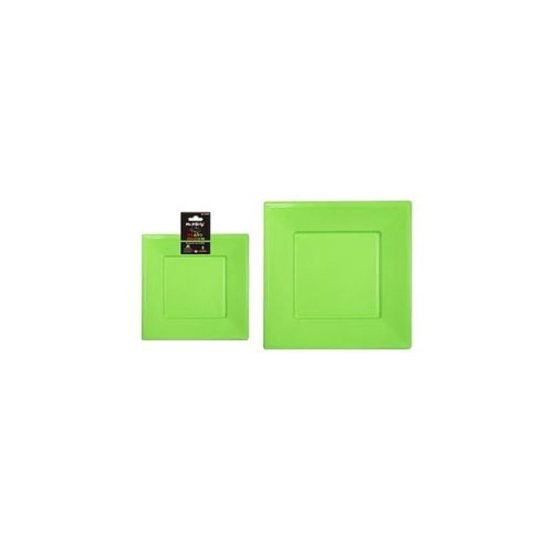 GENERICO - Plato Cuadrado De Plástico Verde 3pcs 23cm