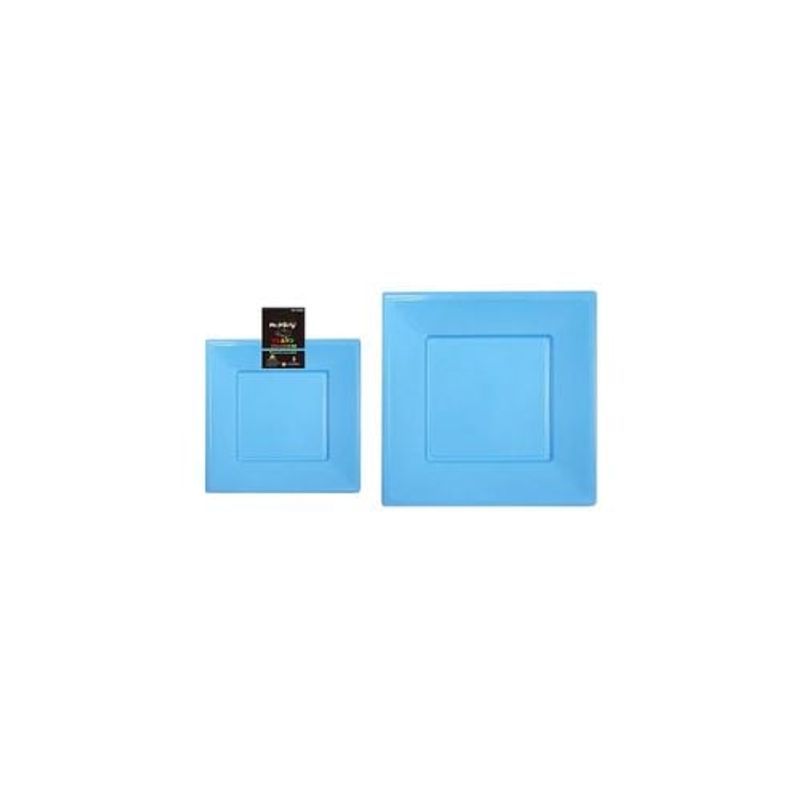 GENERICO - Plato Cuadrado De Plástico Azul 3pcs 23cm