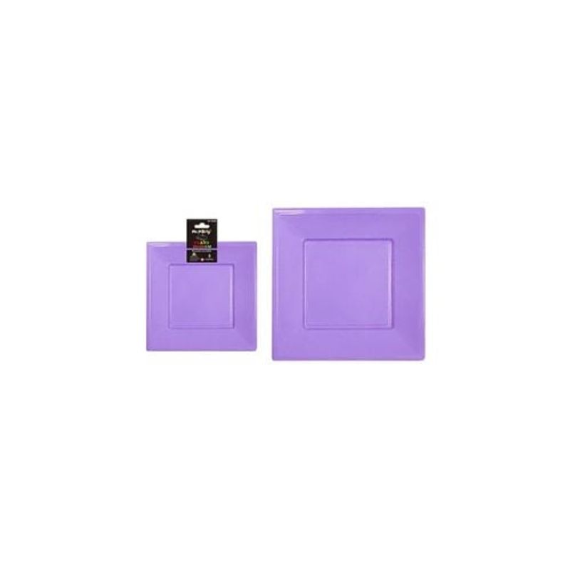 GENERICO - Plato Cuadrado De Plástico Lila 3pcs 23cm