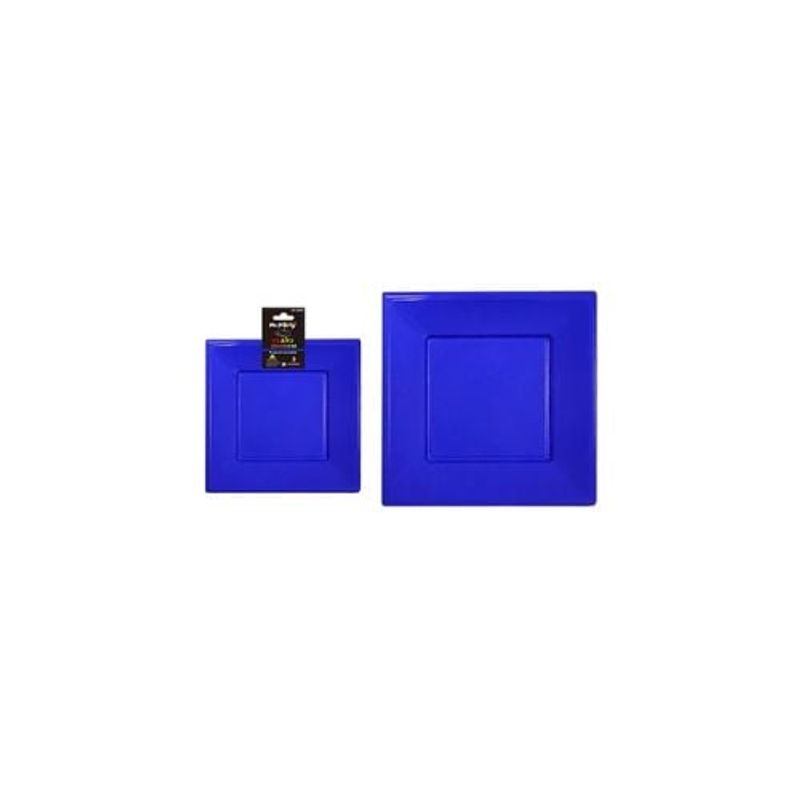 GENERICO - Plato Cuadrado De Plástico Azul Marino 3pcs 23cm