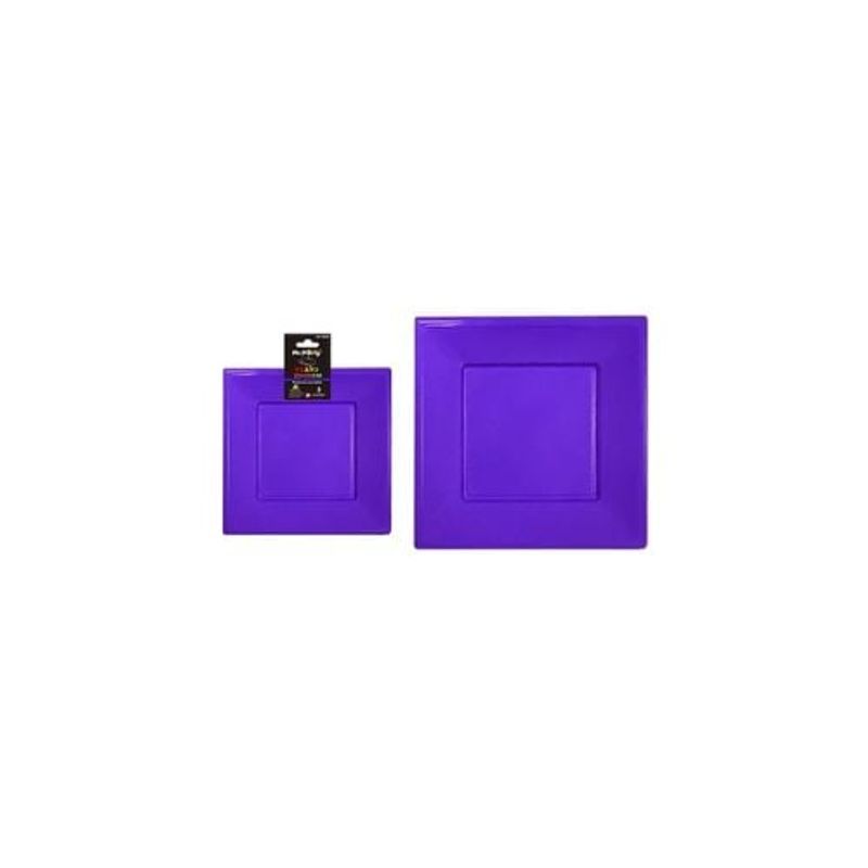 GENERICO - Plato Cuadrado De Plástico Morado Oscuro 3pcs 23cm