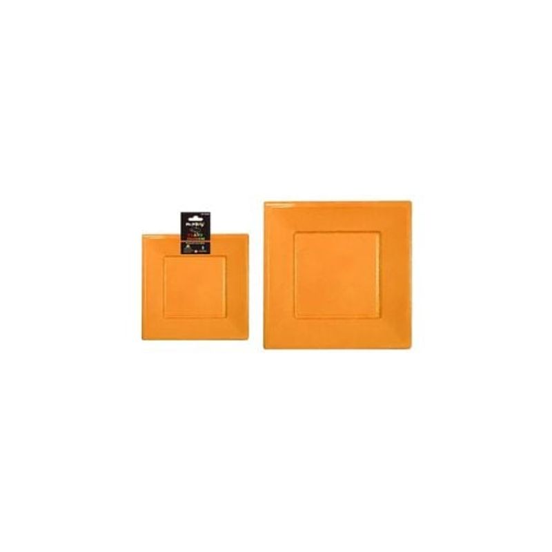 GENERICO - Plato Cuadrado De Plástico Naranja 3pcs 23cm