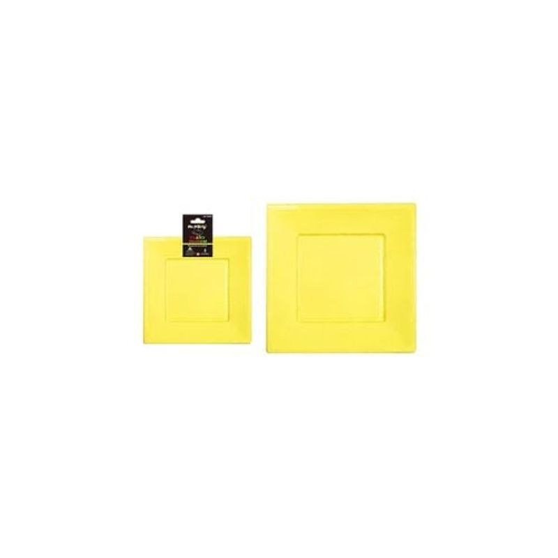 GENERICO - Plato Cuadrado De Plástico Amarillo 3pcs 23cm