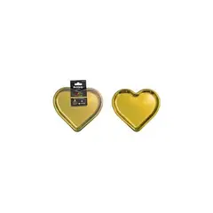GENERICO - Plato Plástico De Corazón Dorado 18cm 6pcs