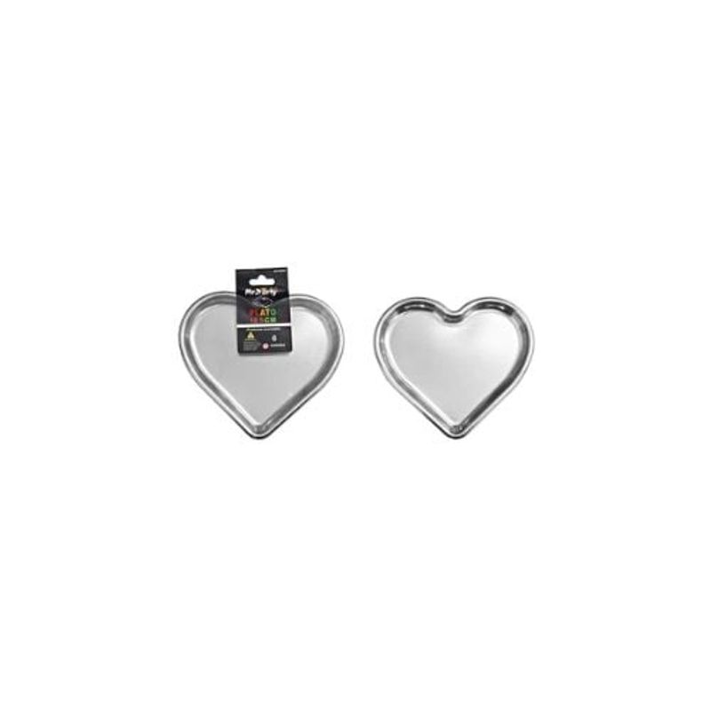 GENERICO - Plato Plástico De Corazón Plateado 18cm 6pcs